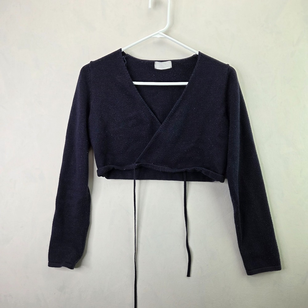 Isalis Cardigan Sweater Womens Small Blue Tight Knit Nursing Cache Coeur Neck